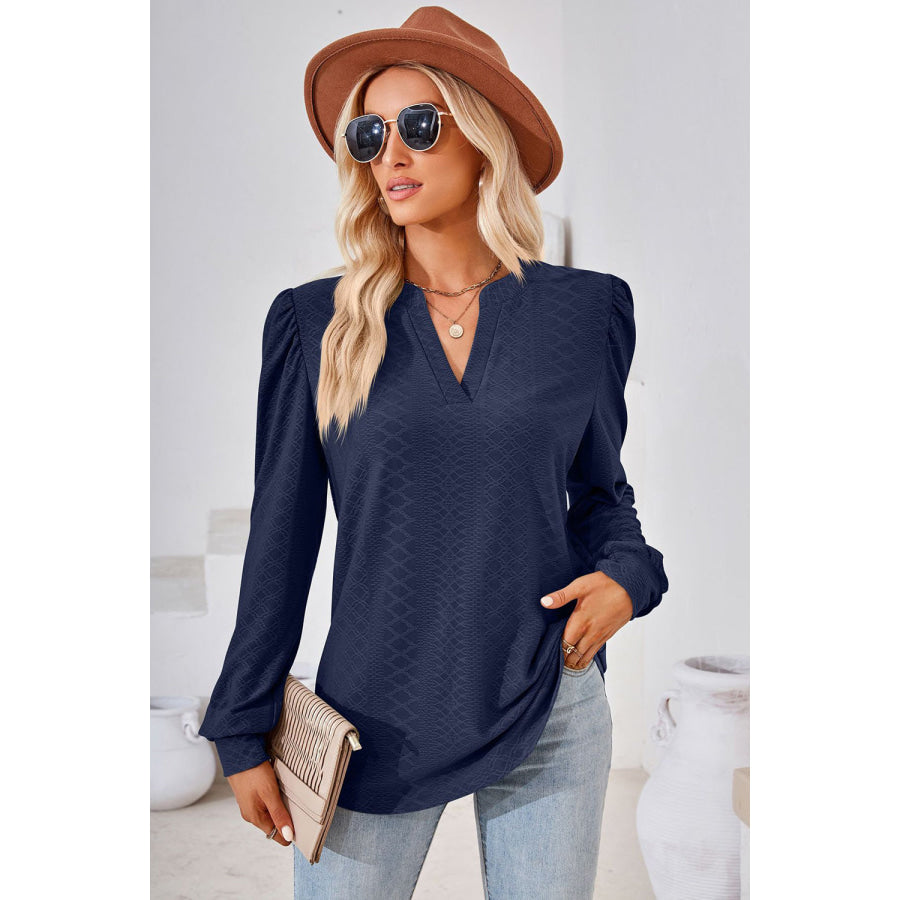 Notched Long Sleeve T-Shirt Apparel and Accessories
