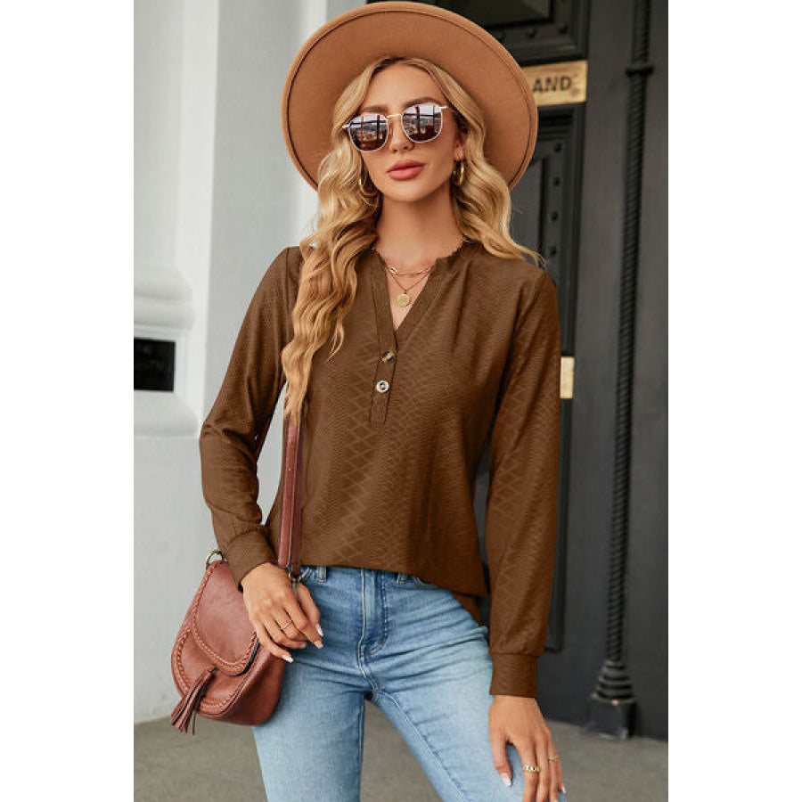 Notched Long Sleeve T - Shirt Apparel and Accessories