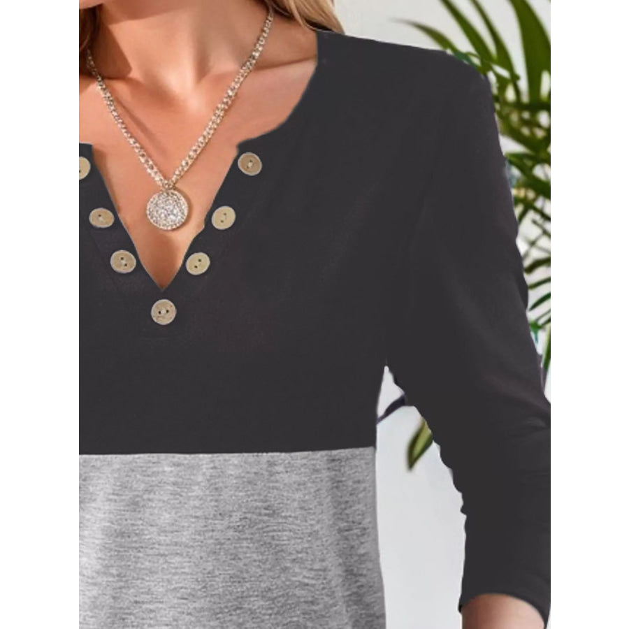 Notched Long Sleeve T-Shirt Apparel and Accessories