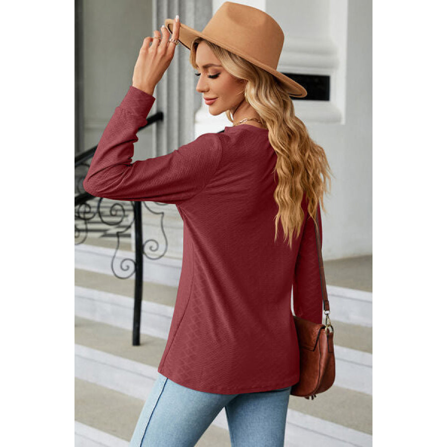 Notched Long Sleeve T - Shirt Apparel and Accessories