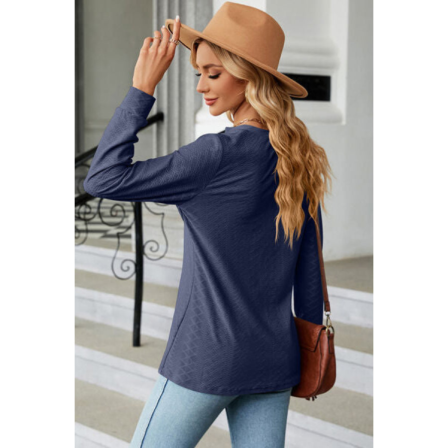 Notched Long Sleeve T - Shirt Apparel and Accessories
