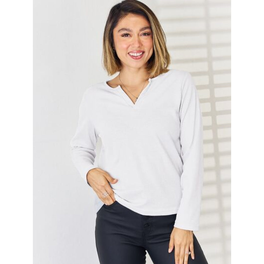 Notched Long Sleeve T - Shirt Apparel and Accessories