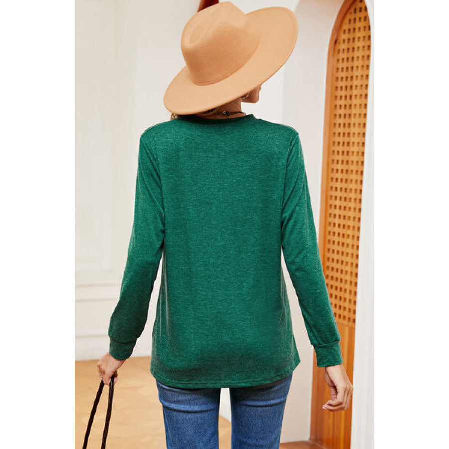 Notched Long Sleeve T - Shirt Apparel and Accessories