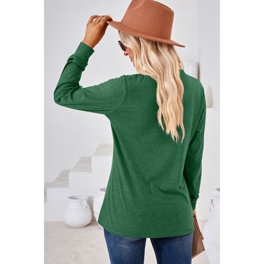 Notched Long Sleeve T - Shirt Apparel and Accessories