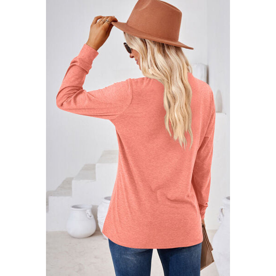 Notched Long Sleeve T - Shirt Apparel and Accessories