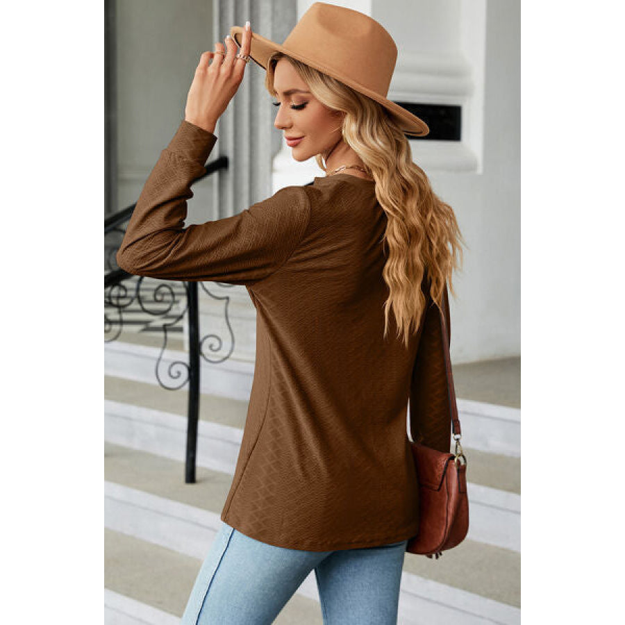 Notched Long Sleeve T - Shirt Apparel and Accessories