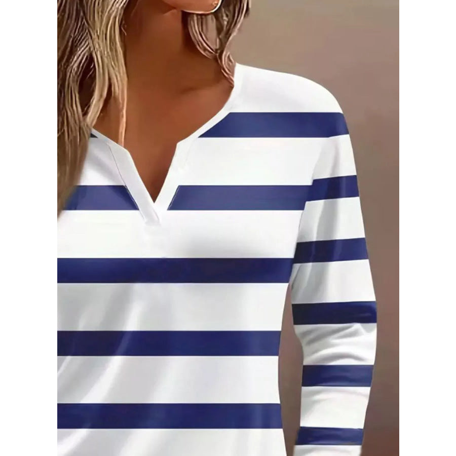 Notched Long Sleeve T-Shirt Apparel and Accessories