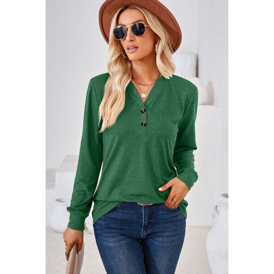 Notched Long Sleeve T - Shirt Apparel and Accessories