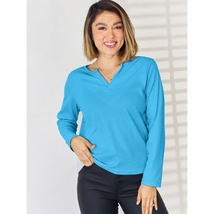 Notched Long Sleeve T - Shirt Apparel and Accessories