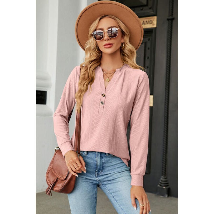 Notched Long Sleeve T - Shirt Apparel and Accessories