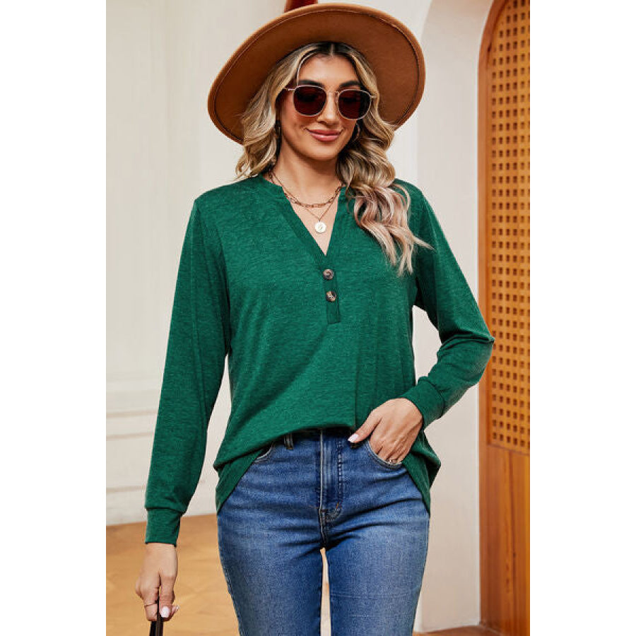 Notched Long Sleeve T - Shirt Apparel and Accessories