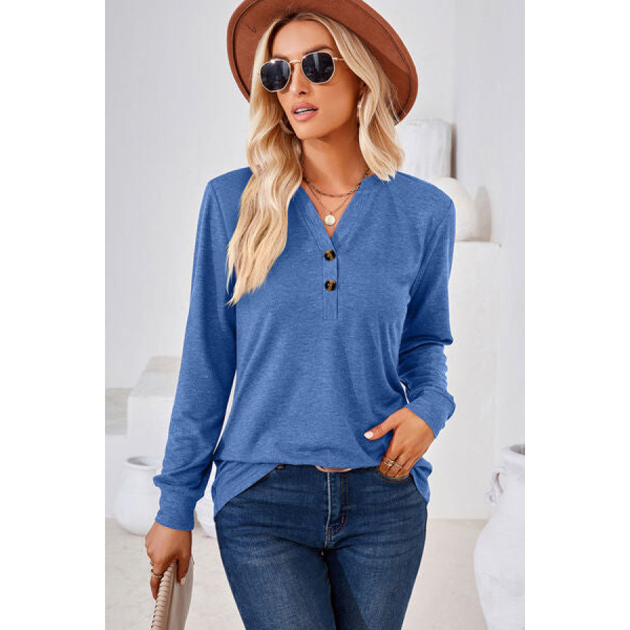 Notched Long Sleeve T - Shirt Apparel and Accessories