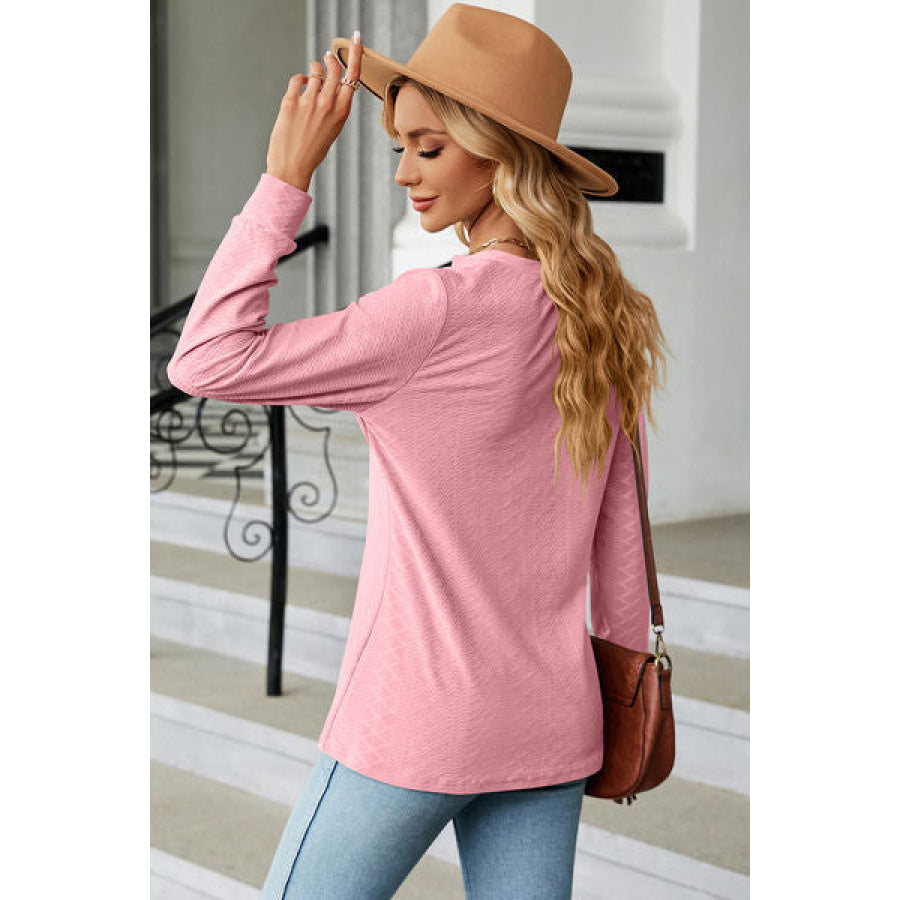 Notched Long Sleeve T - Shirt Apparel and Accessories