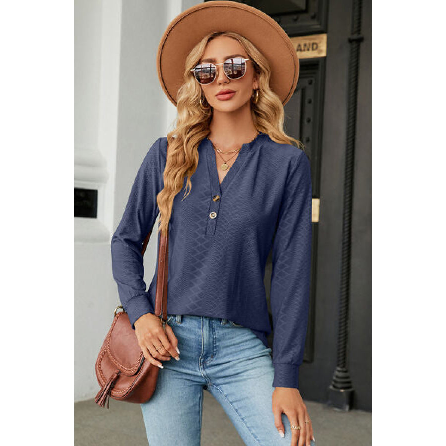 Notched Long Sleeve T - Shirt Apparel and Accessories