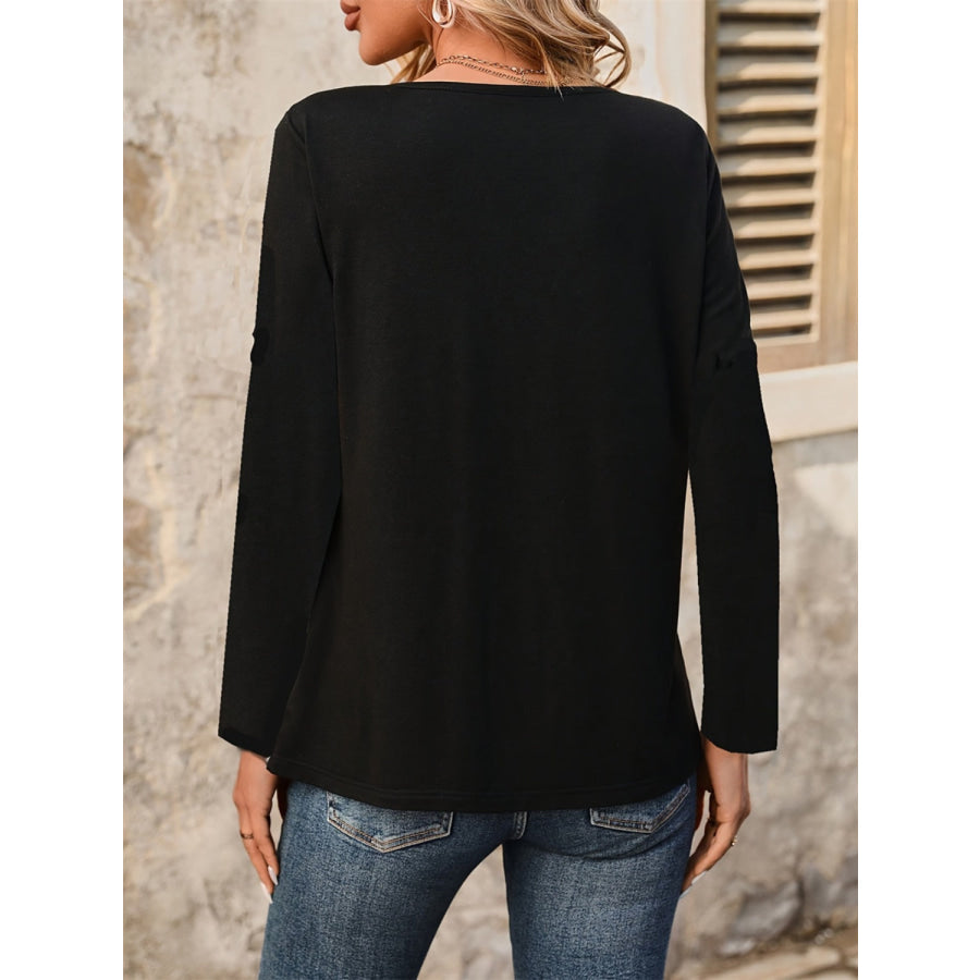 Notched Long Sleeve T-Shirt Apparel and Accessories