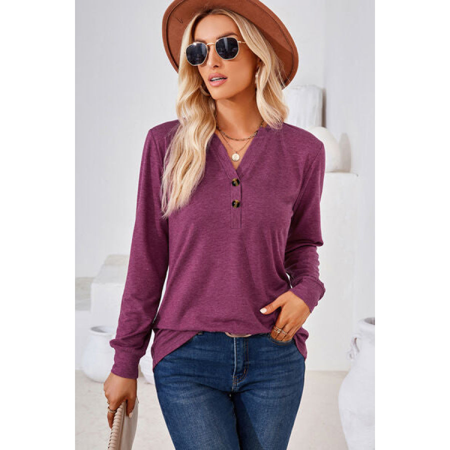 Notched Long Sleeve T - Shirt Apparel and Accessories