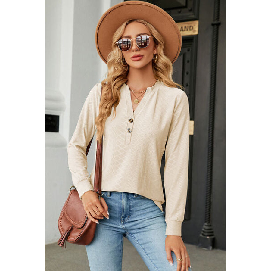 Notched Long Sleeve T - Shirt Apparel and Accessories