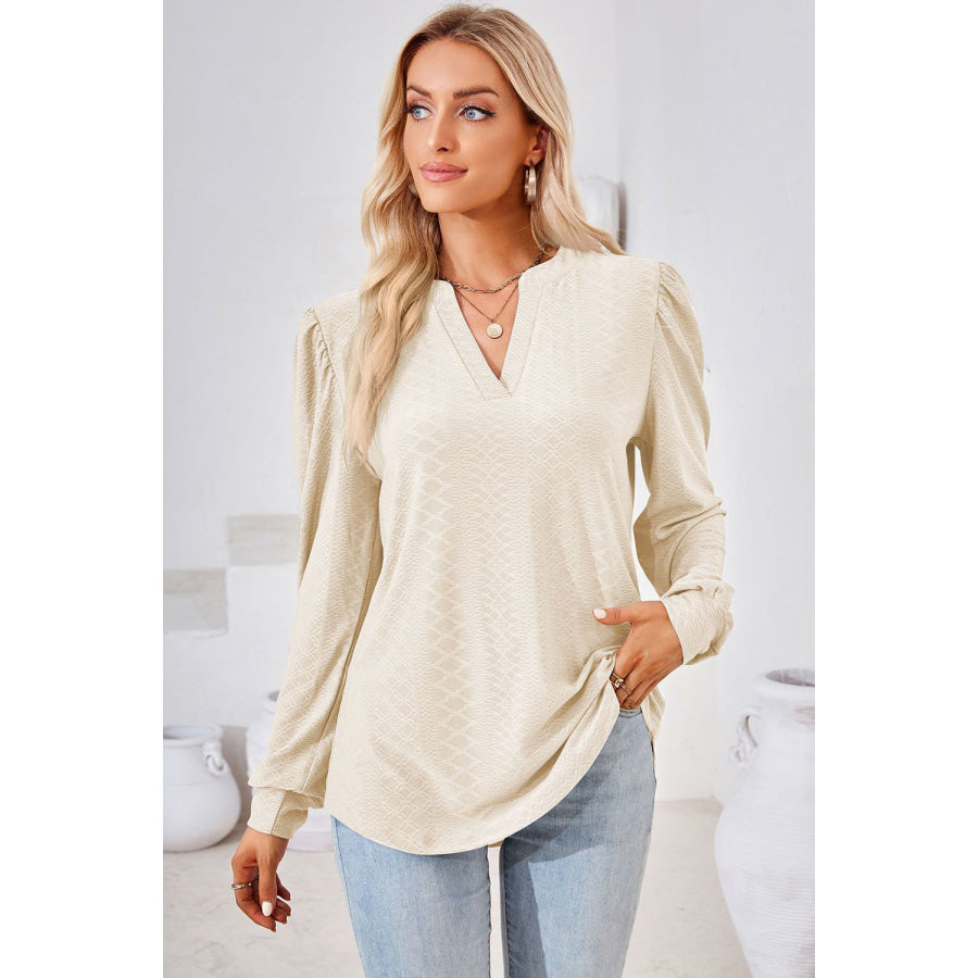 Notched Long Sleeve T-Shirt Apparel and Accessories