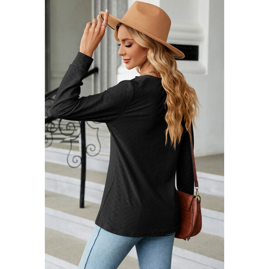 Notched Long Sleeve T - Shirt Apparel and Accessories