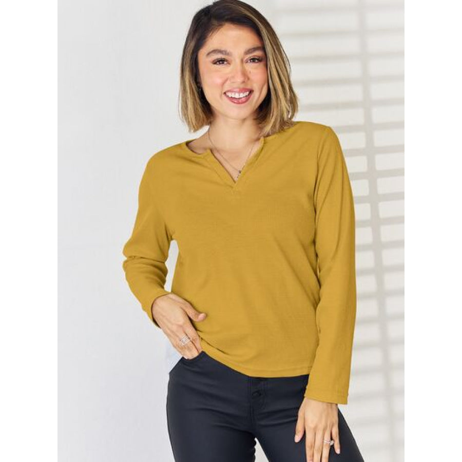 Notched Long Sleeve T - Shirt Apparel and Accessories