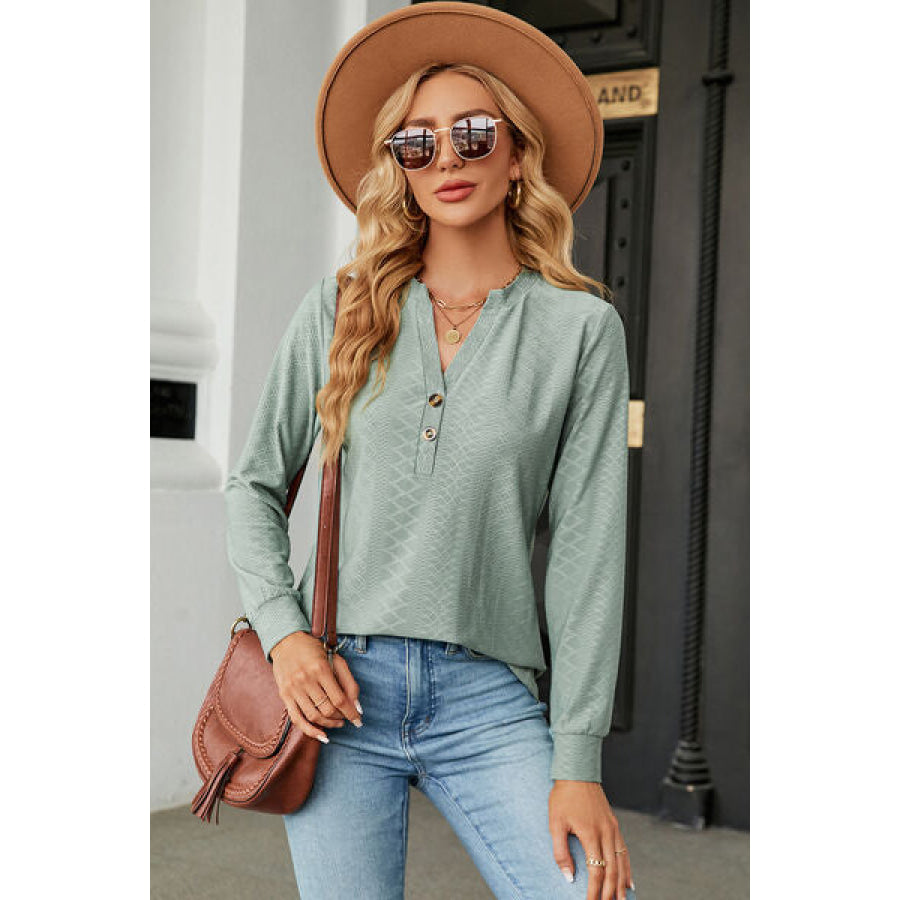 Notched Long Sleeve T - Shirt Apparel and Accessories