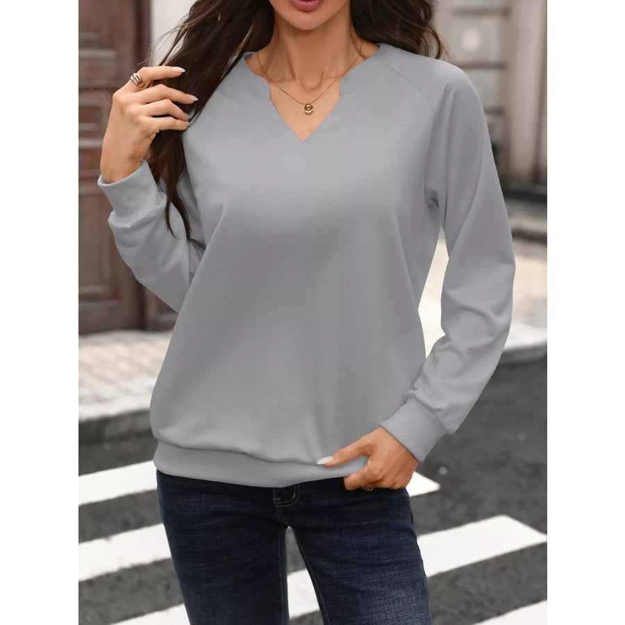 Notched Raglan Sleeve Sweatshirt Apparel and Accessories