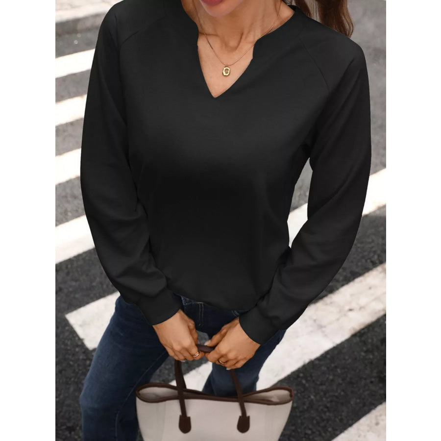 Notched Raglan Sleeve Sweatshirt Apparel and Accessories