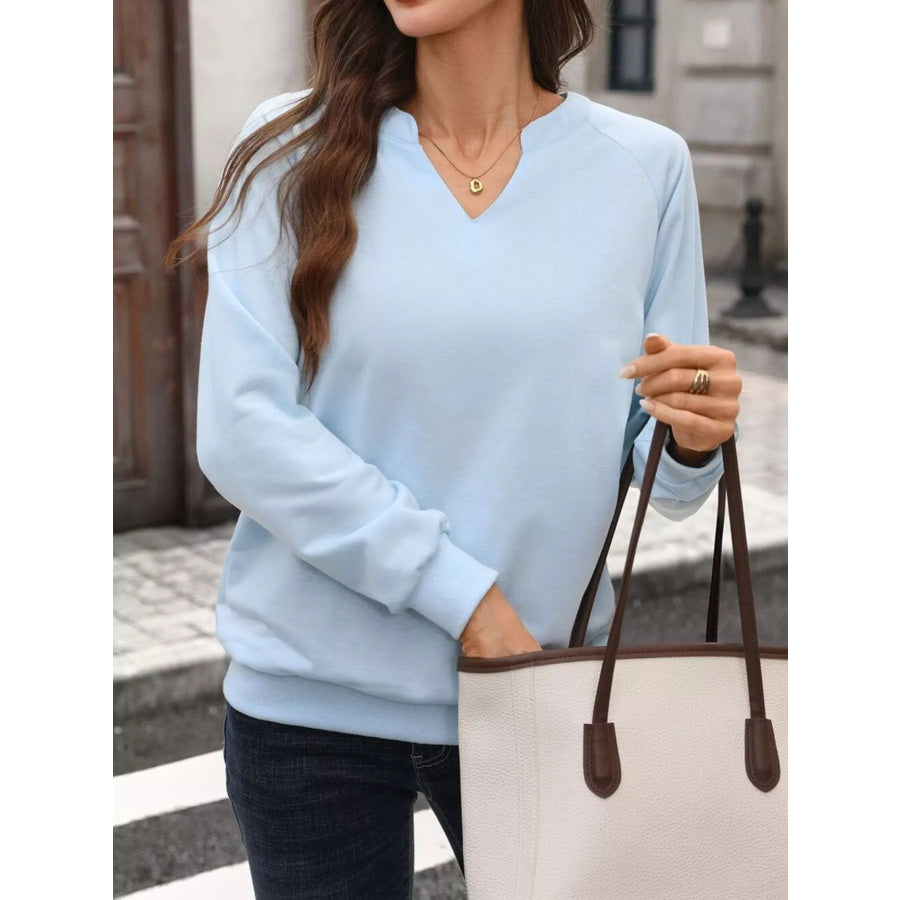 Notched Raglan Sleeve Sweatshirt Apparel and Accessories