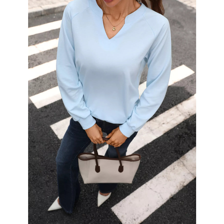 Notched Raglan Sleeve Sweatshirt Apparel and Accessories