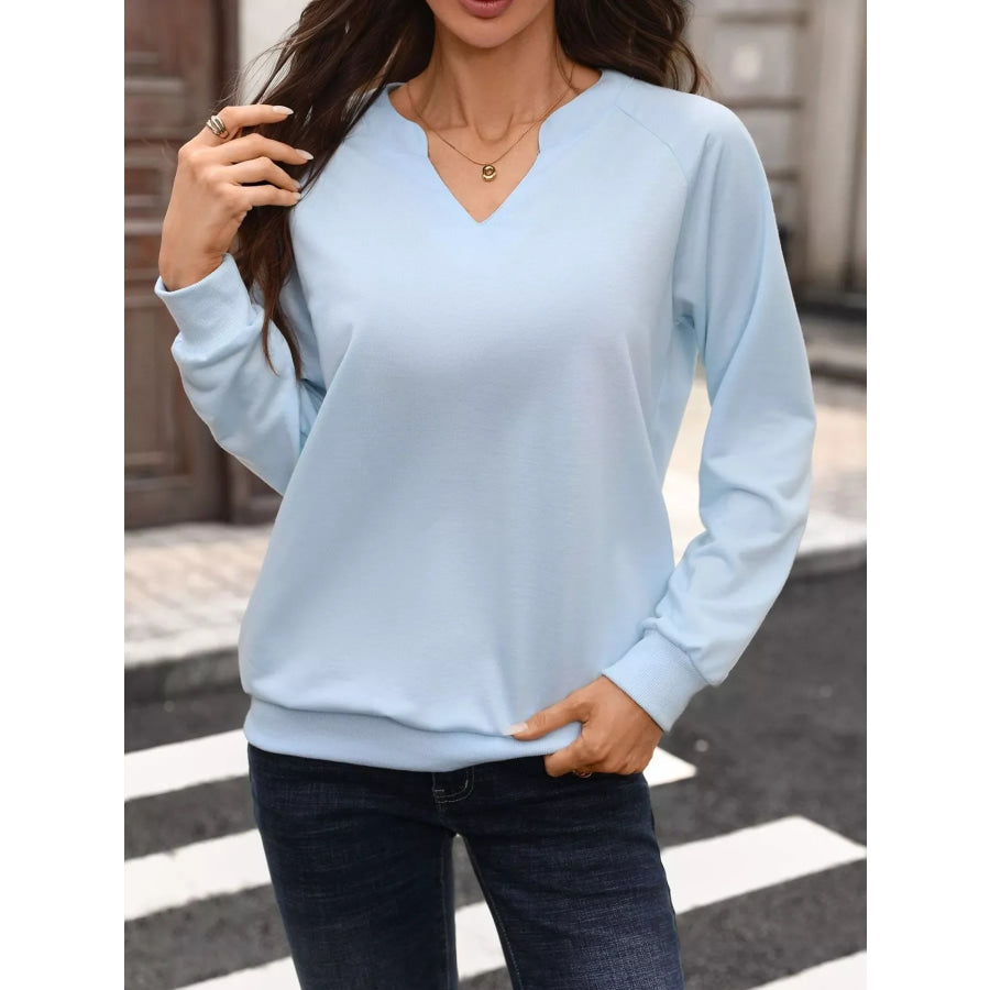 Notched Raglan Sleeve Sweatshirt Apparel and Accessories