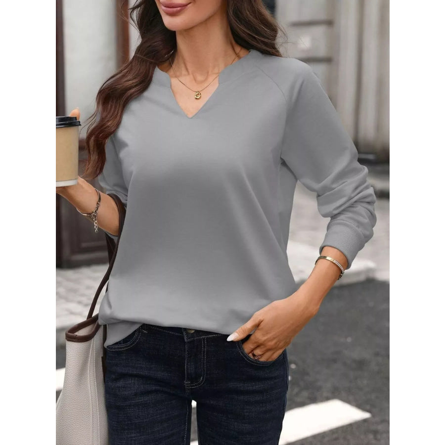 Notched Raglan Sleeve Sweatshirt Apparel and Accessories