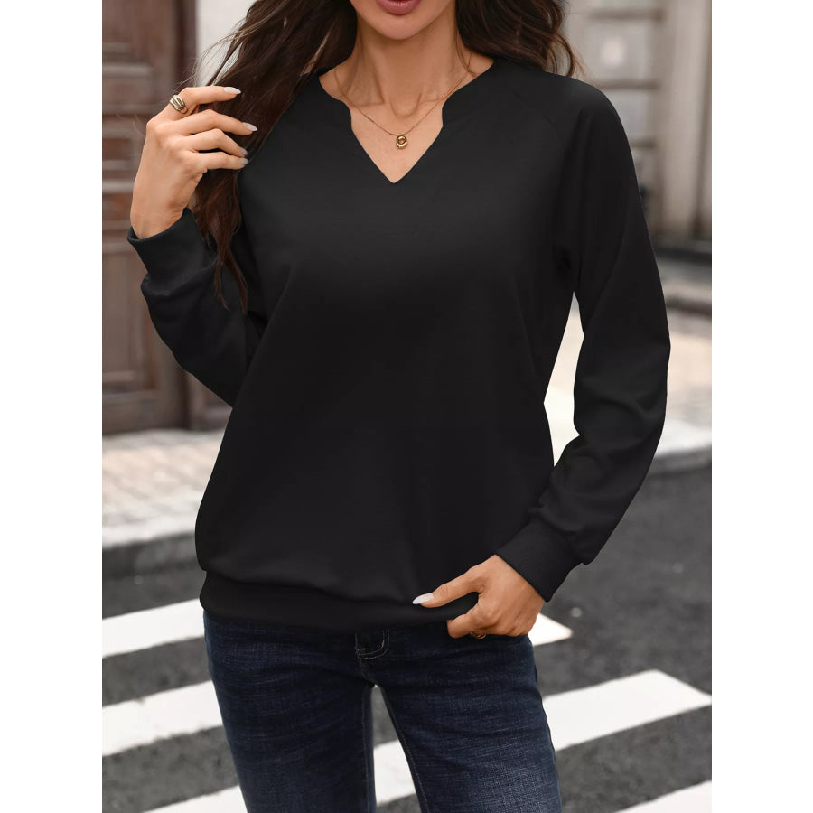 Notched Raglan Sleeve Sweatshirt Apparel and Accessories
