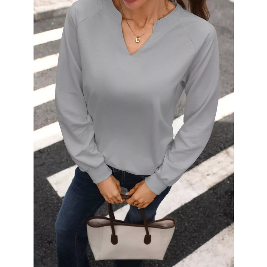 Notched Raglan Sleeve Sweatshirt Apparel and Accessories