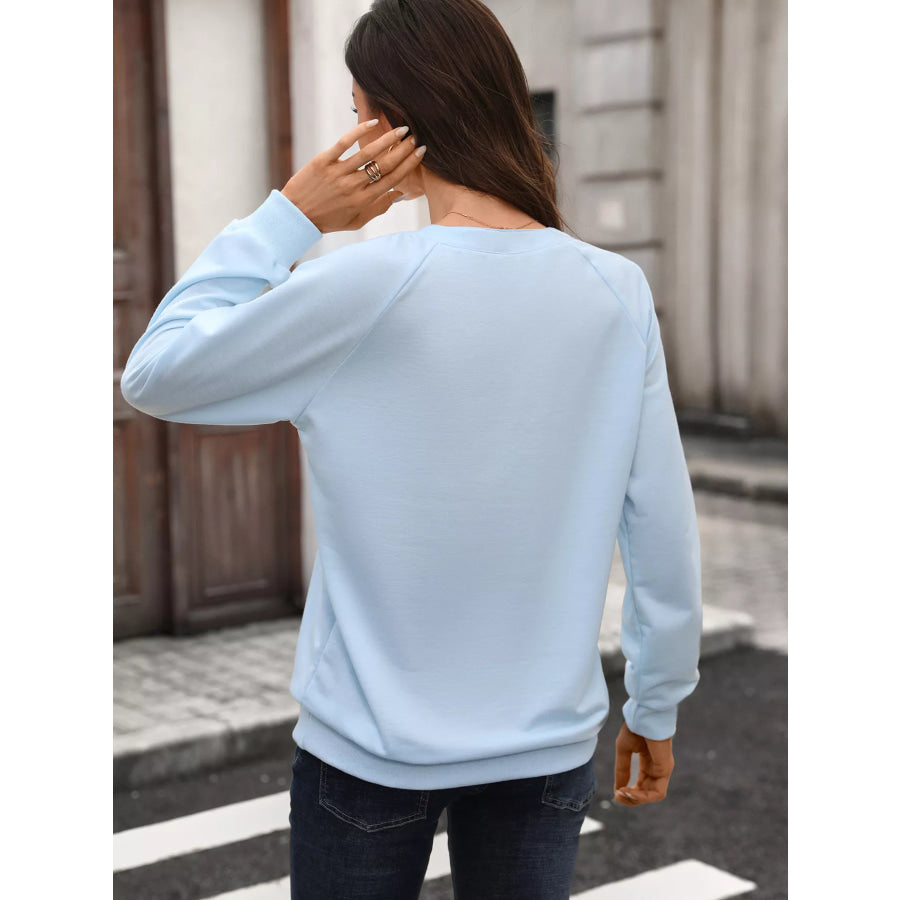 Notched Raglan Sleeve Sweatshirt Apparel and Accessories