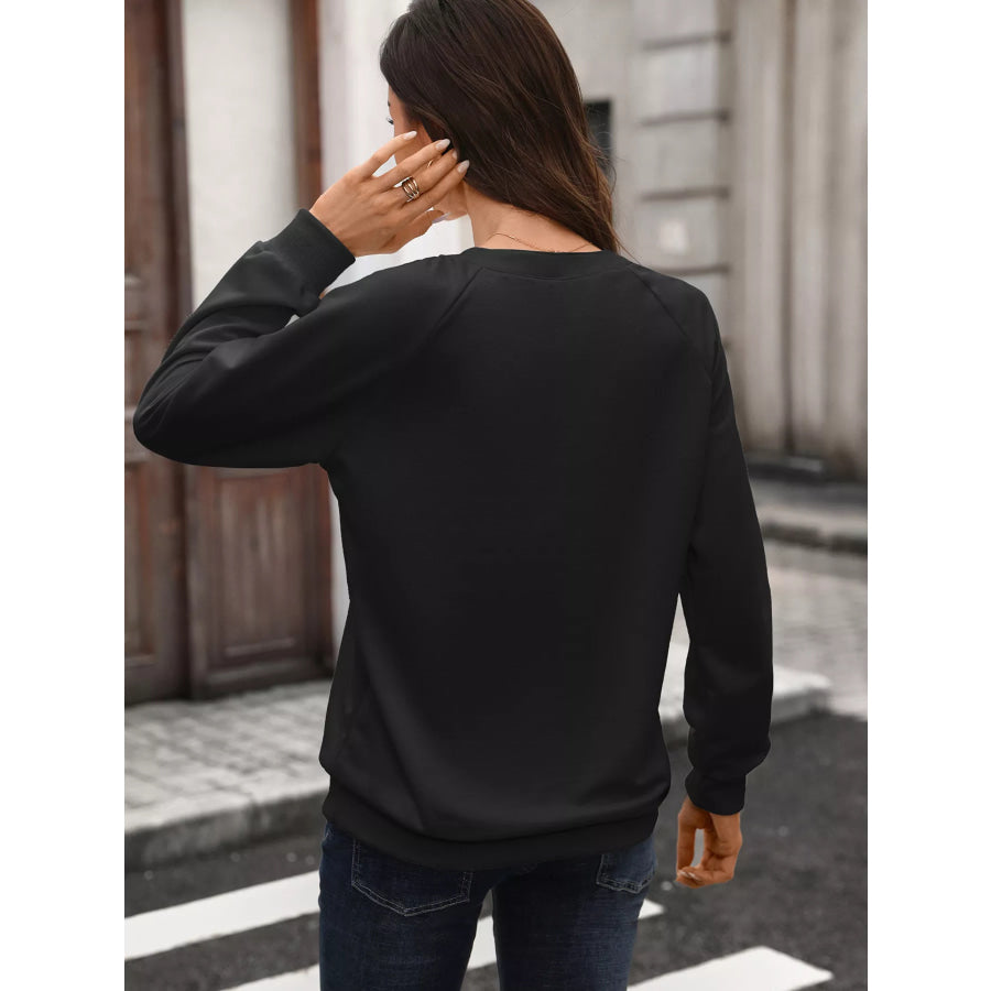 Notched Raglan Sleeve Sweatshirt Apparel and Accessories