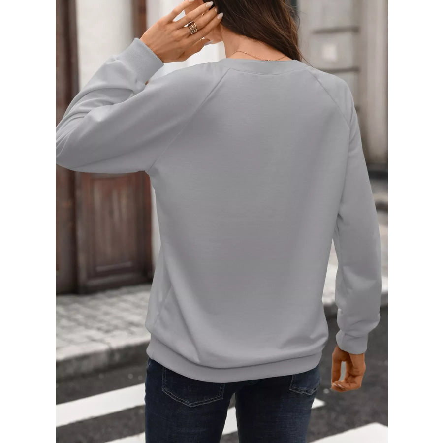 Notched Raglan Sleeve Sweatshirt Apparel and Accessories