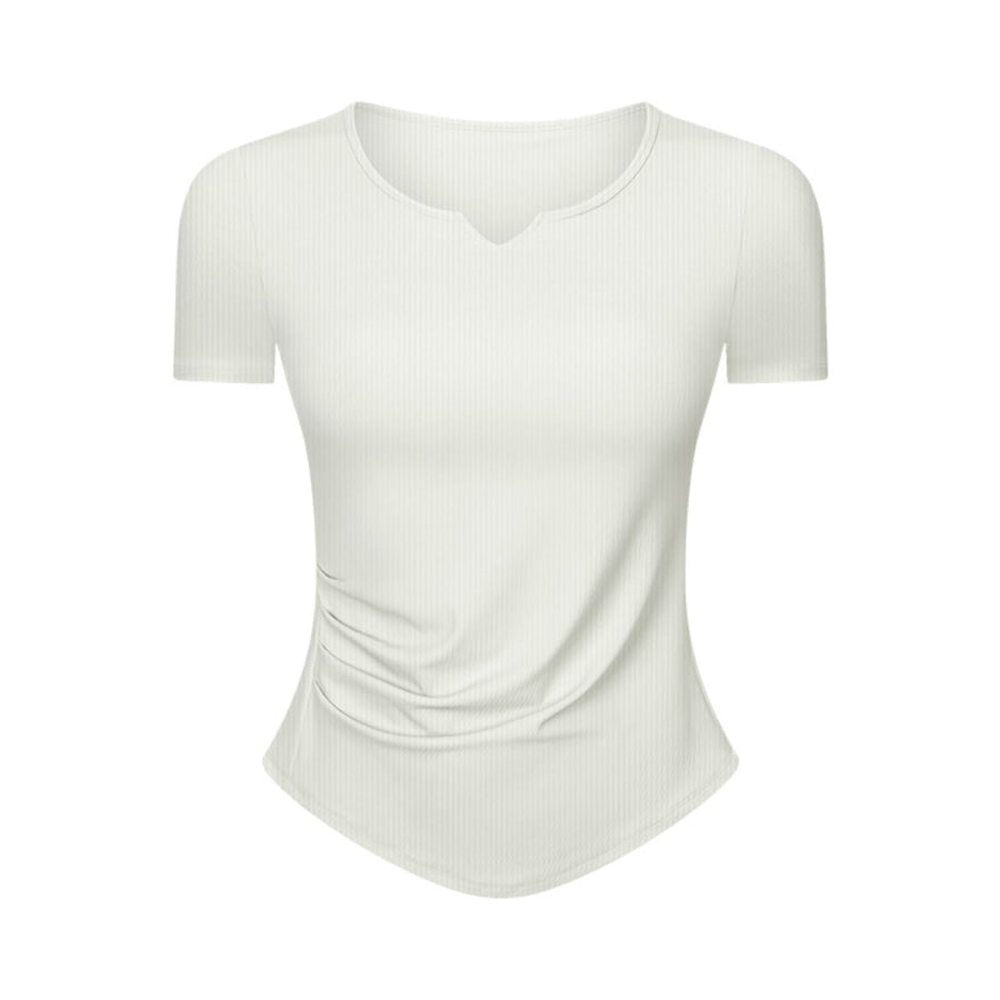 Notched Short Sleeve Active T-Shirt Apparel and Accessories