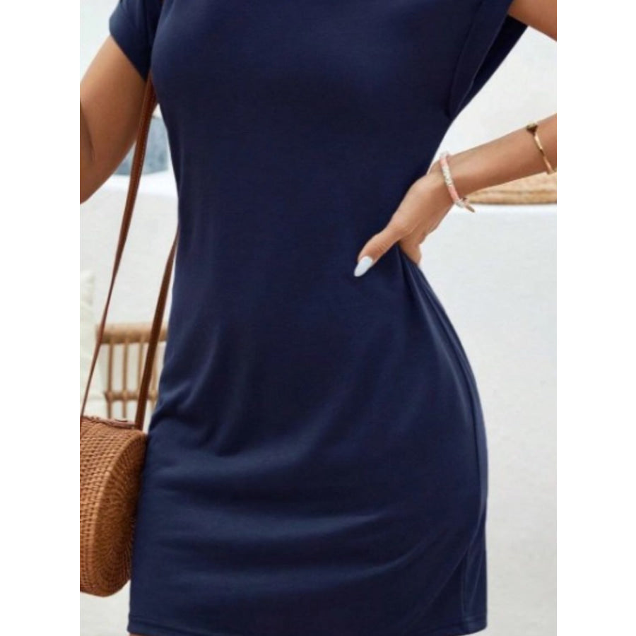 Notched Short Sleeve Mini Tee Dress Apparel and Accessories