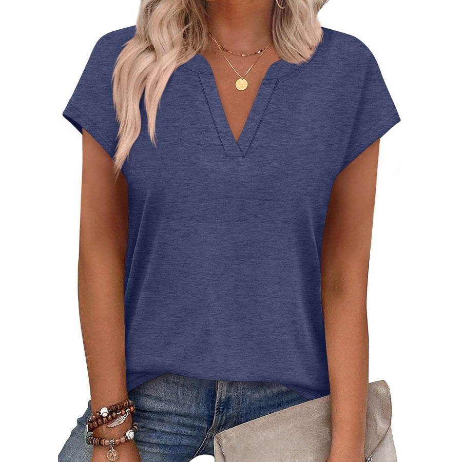 Notched Short Sleeve T-Shirt Apparel and Accessories