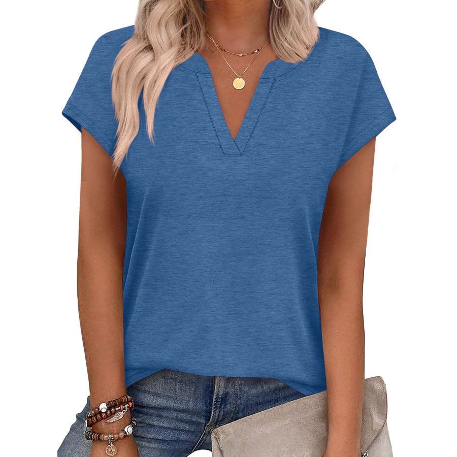 Notched Short Sleeve T-Shirt Apparel and Accessories