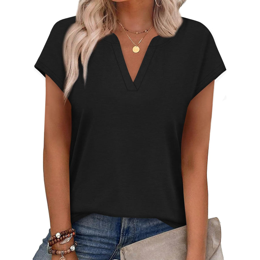 Notched Short Sleeve T-Shirt Apparel and Accessories