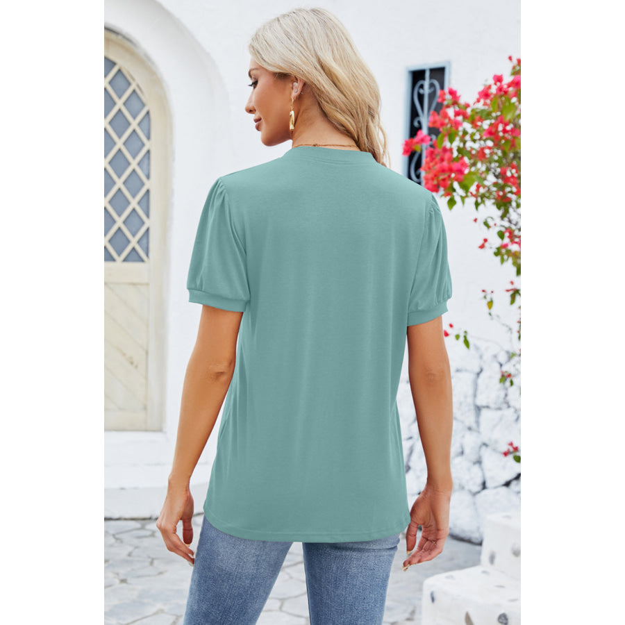 Notched Short Sleeve T-Shirt Apparel and Accessories