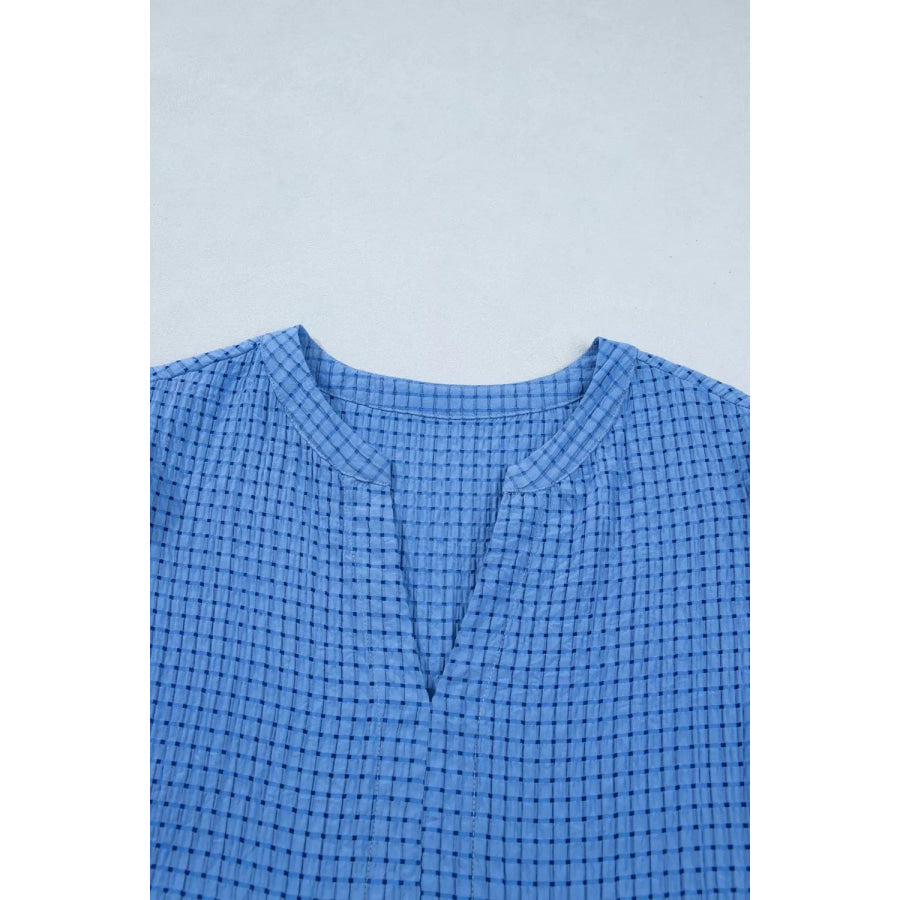 Notched Short Sleeve Tiered Midi Dress Apparel and Accessories