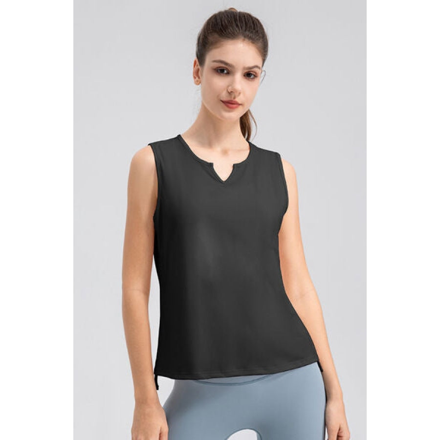 Notched Wide Strap Active Tank Black / S Clothing