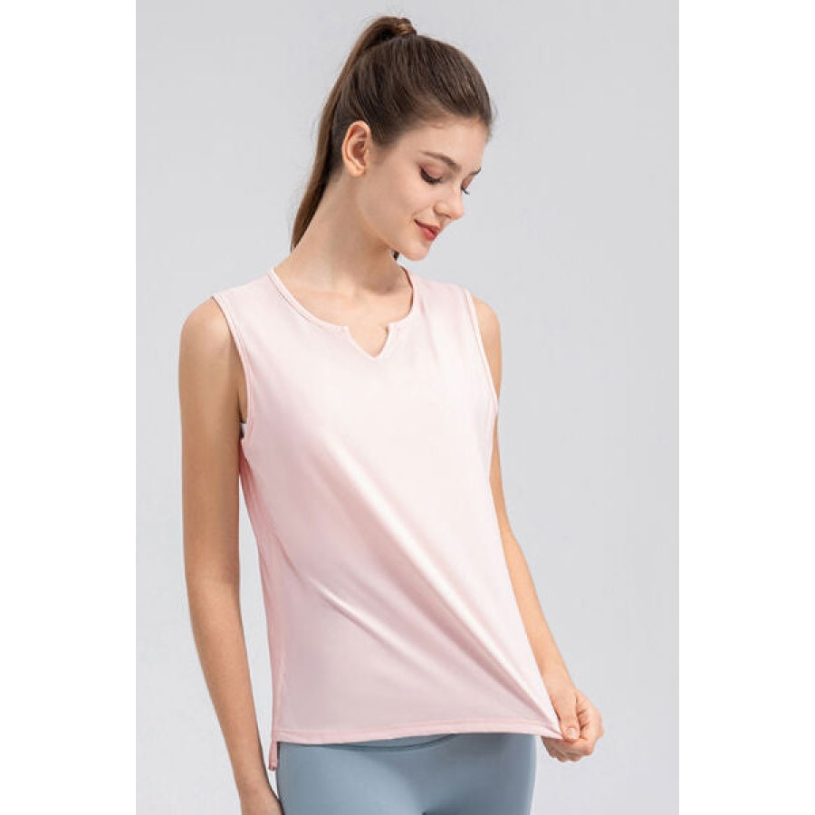 Notched Wide Strap Active Tank Clothing