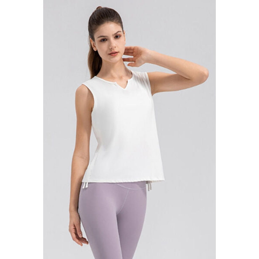 Notched Wide Strap Active Tank Clothing