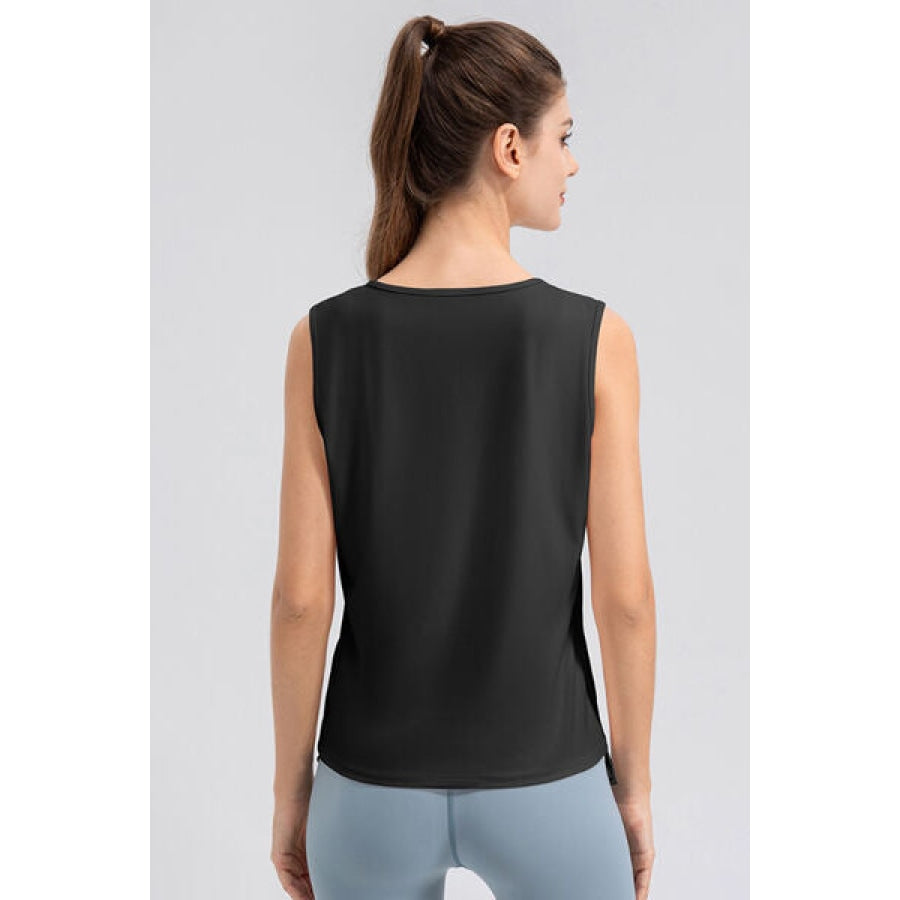 Notched Wide Strap Active Tank Clothing