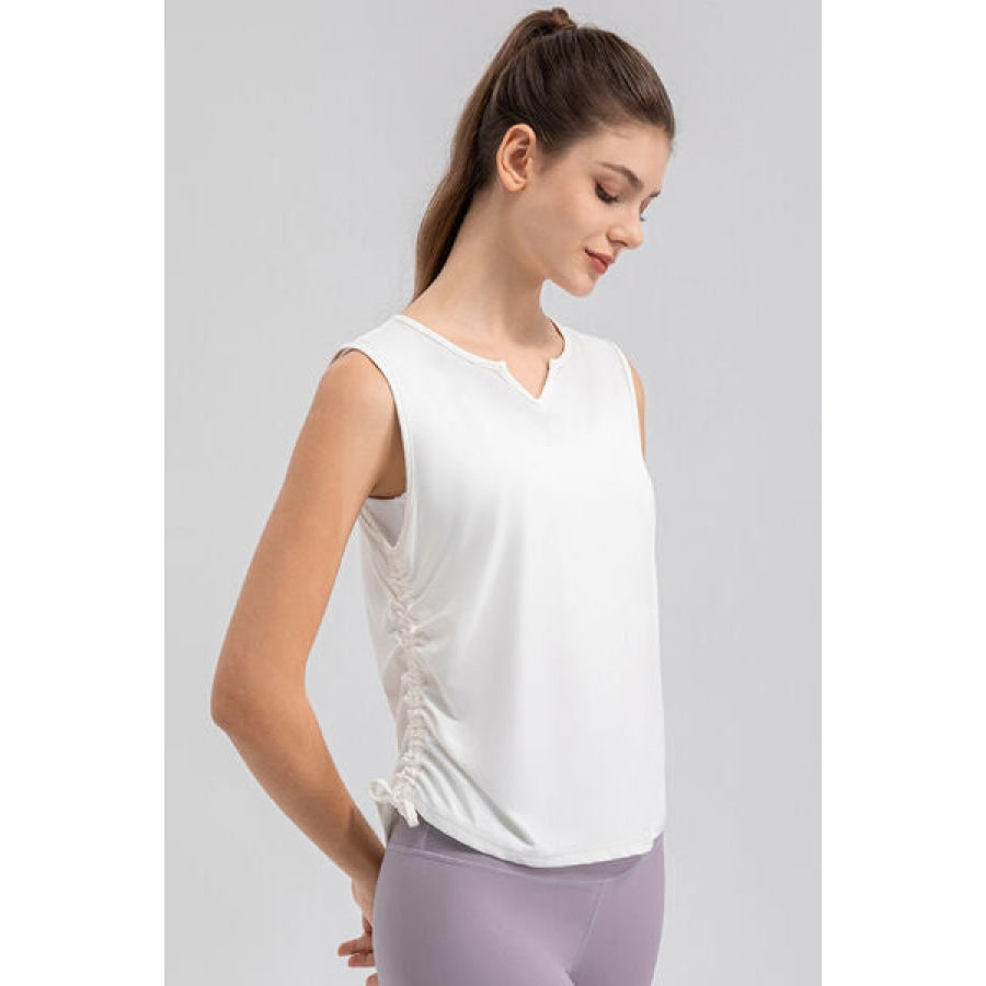 Notched Wide Strap Active Tank Clothing