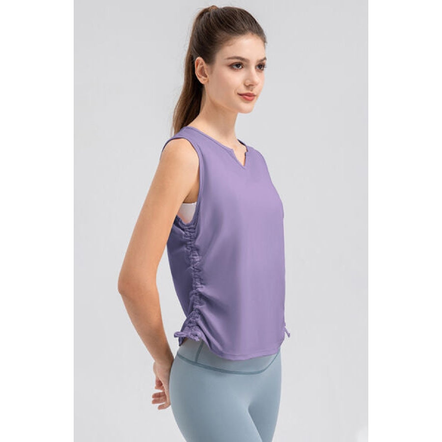 Notched Wide Strap Active Tank Clothing