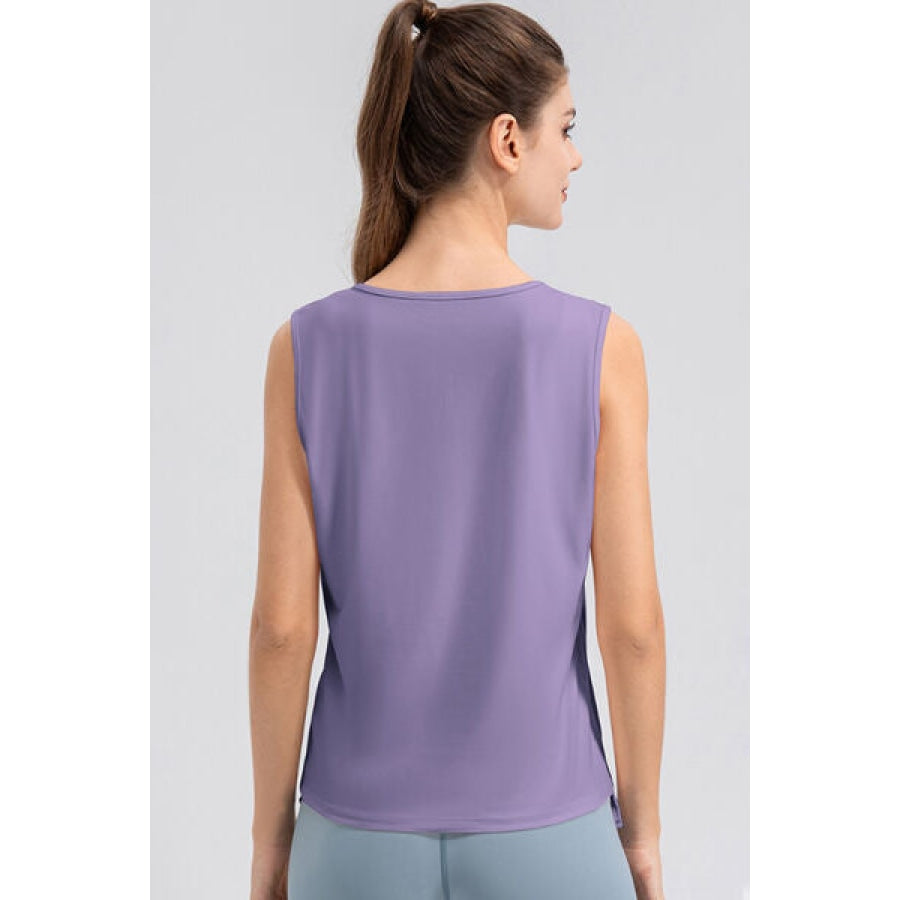 Notched Wide Strap Active Tank Clothing